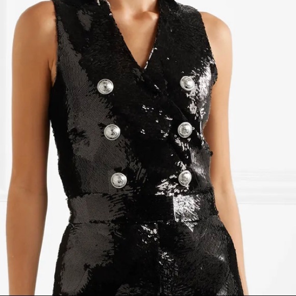 sold out new BALMAIN black sequins jumpsuit sz 10 - Picture 2 of 8